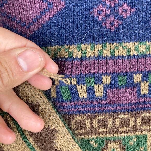 ROMWE Sweater Womens Small Green Multicolor Aztec Print Knit Crewneck - Picture 7 of 8